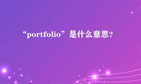 “portfolio”是什么意思？