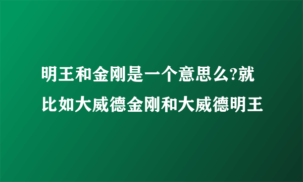 明王和金刚是一个意思么?就比如大威德金刚和大威德明王