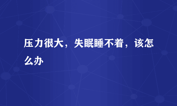 压力很大，失眠睡不着，该怎么办