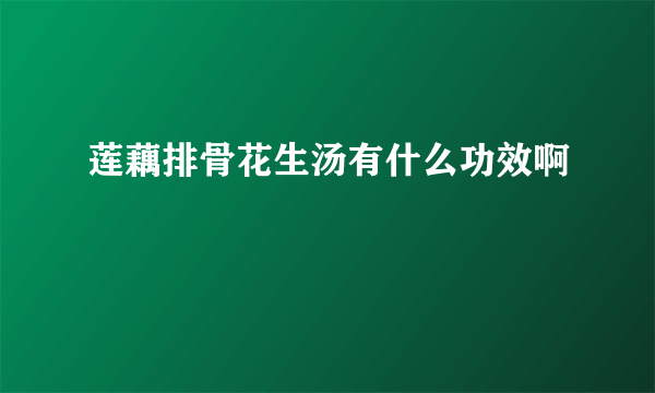 莲藕排骨花生汤有什么功效啊