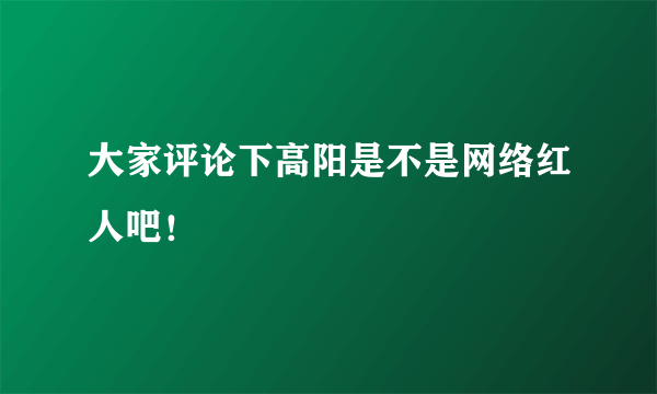 大家评论下高阳是不是网络红人吧！