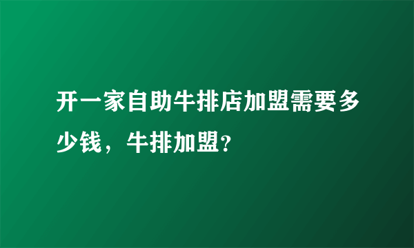 开一家自助牛排店加盟需要多少钱，牛排加盟？