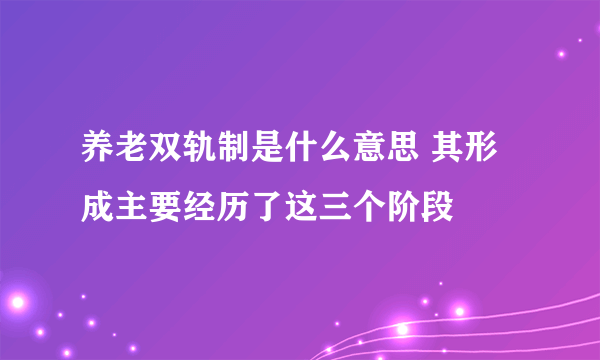 养老双轨制是什么意思 其形成主要经历了这三个阶段