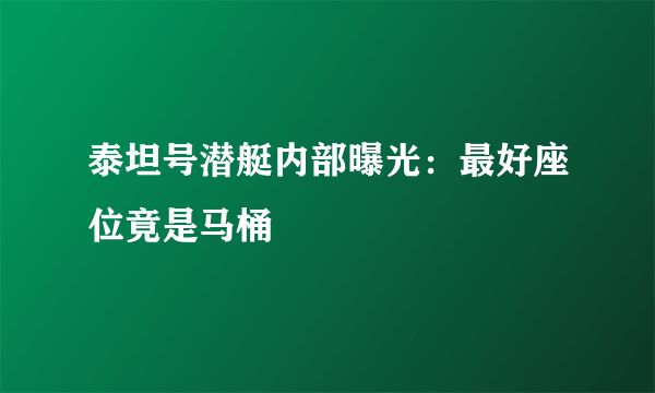 泰坦号潜艇内部曝光：最好座位竟是马桶