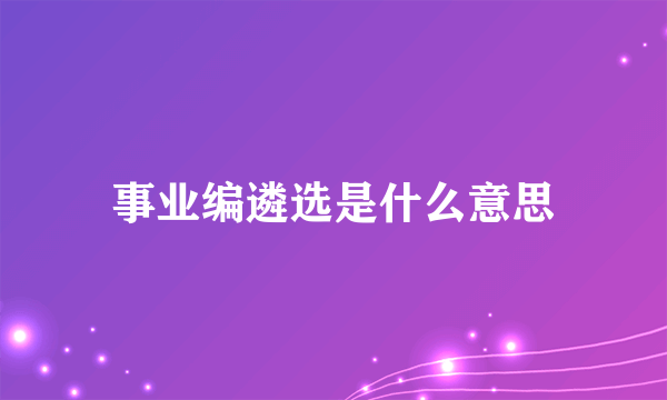 事业编遴选是什么意思