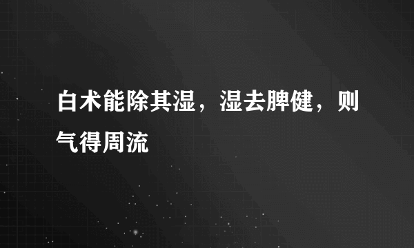 白术能除其湿，湿去脾健，则气得周流