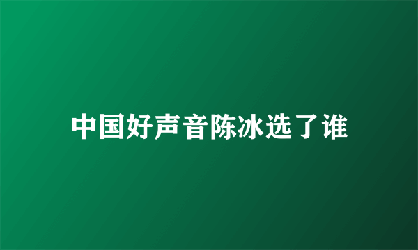 中国好声音陈冰选了谁