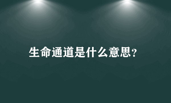 生命通道是什么意思？