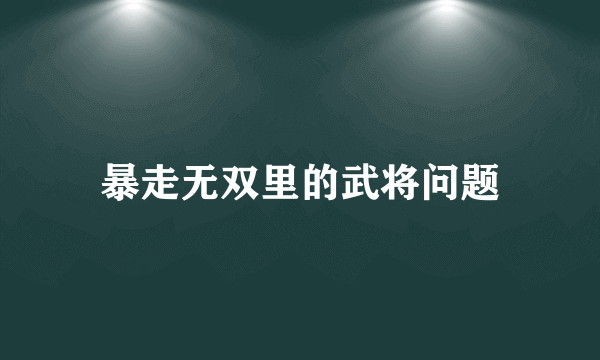 暴走无双里的武将问题