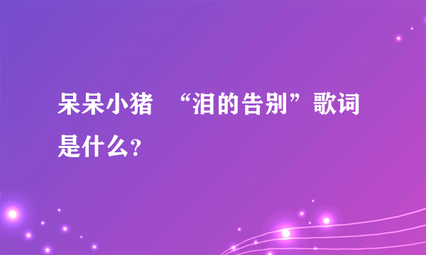 呆呆小猪  “泪的告别”歌词是什么？