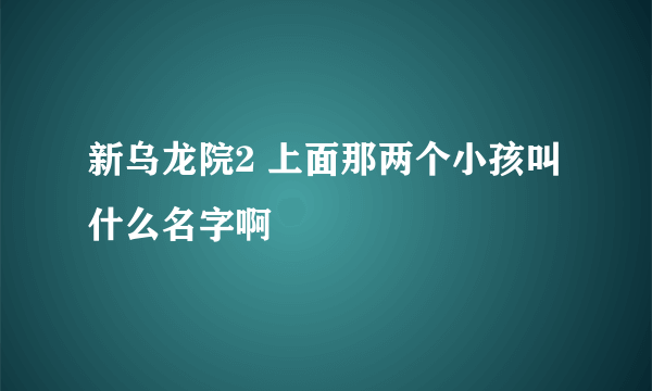 新乌龙院2 上面那两个小孩叫什么名字啊