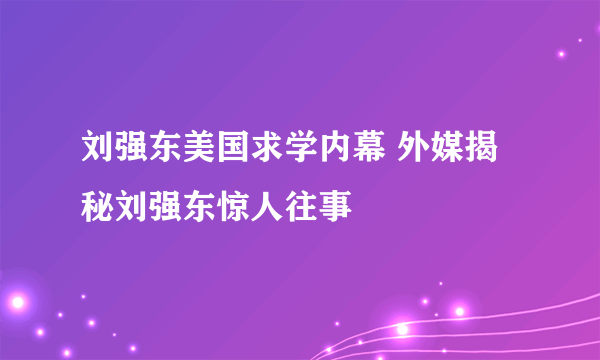 刘强东美国求学内幕 外媒揭秘刘强东惊人往事