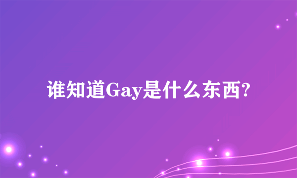 谁知道Gay是什么东西?