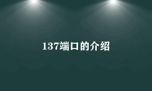 137端口的介绍