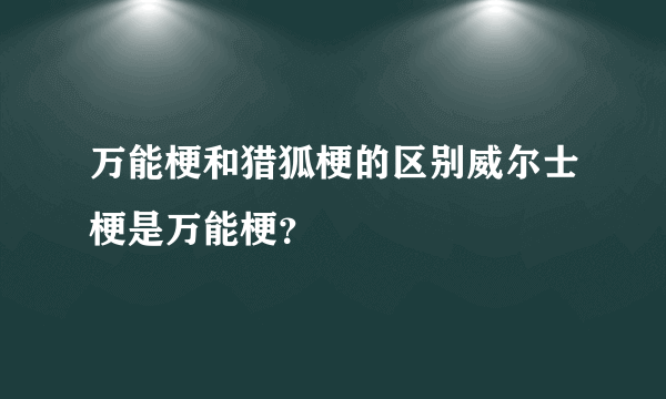 万能梗和猎狐梗的区别威尔士梗是万能梗？