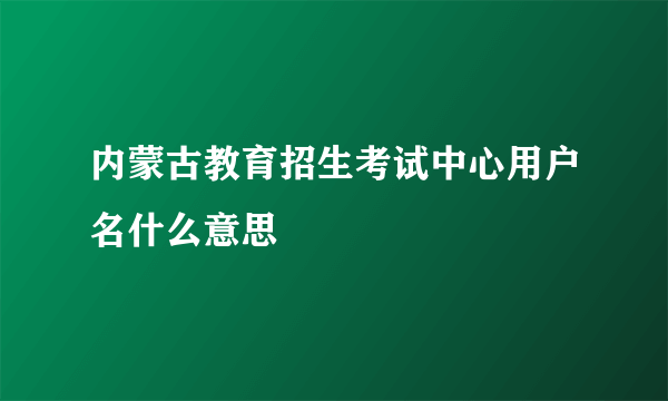 内蒙古教育招生考试中心用户名什么意思