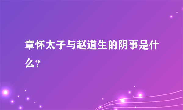 章怀太子与赵道生的阴事是什么？