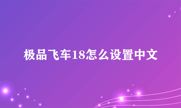 极品飞车18怎么设置中文