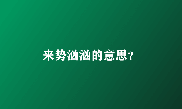 来势汹汹的意思？