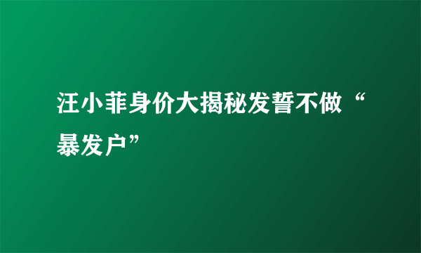 汪小菲身价大揭秘发誓不做“暴发户”