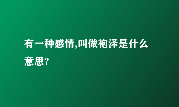 有一种感情,叫做袍泽是什么意思?