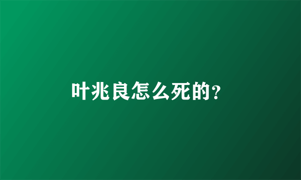 叶兆良怎么死的？