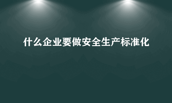 什么企业要做安全生产标准化