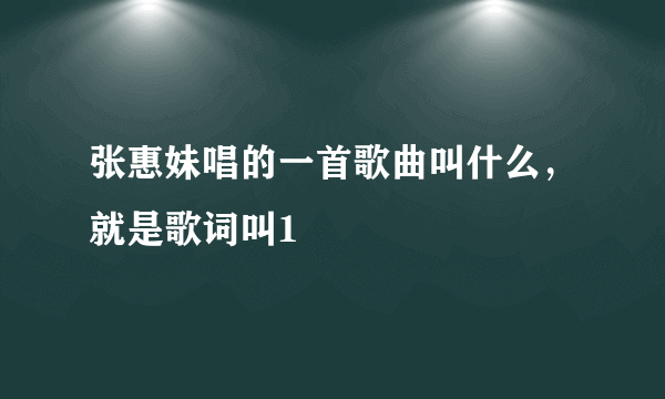 张惠妹唱的一首歌曲叫什么，就是歌词叫1