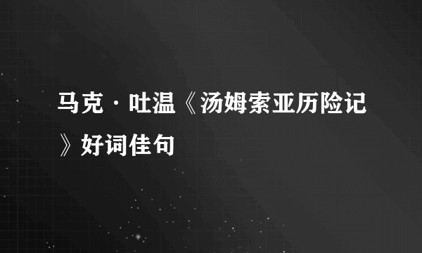 马克·吐温《汤姆索亚历险记》好词佳句