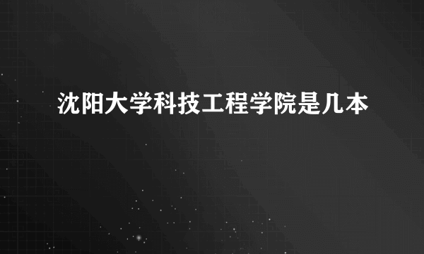 沈阳大学科技工程学院是几本