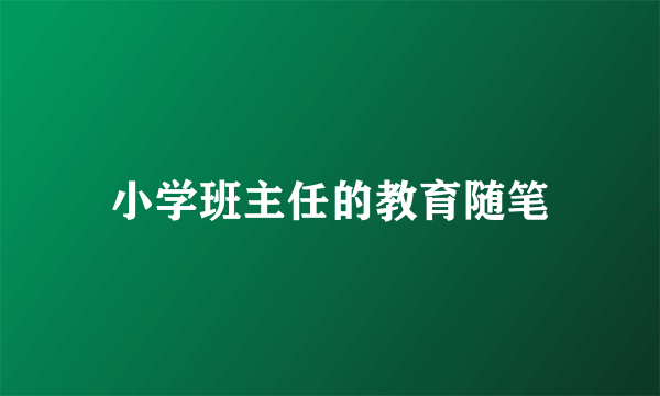 小学班主任的教育随笔