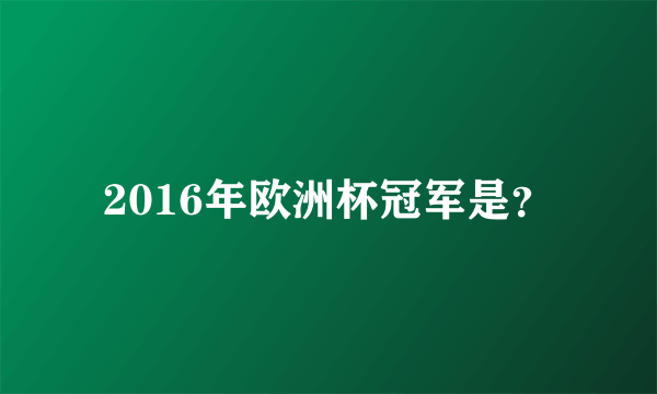 2016年欧洲杯冠军是？