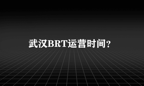 武汉BRT运营时间？