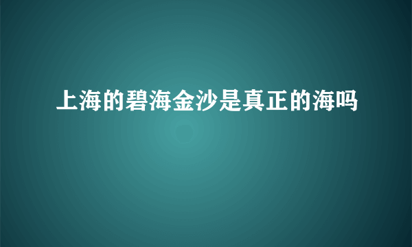 上海的碧海金沙是真正的海吗