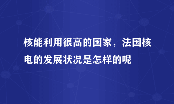 核能利用很高的国家，法国核电的发展状况是怎样的呢