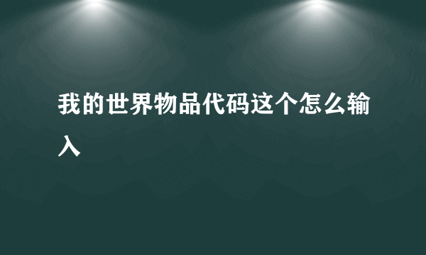 我的世界物品代码这个怎么输入