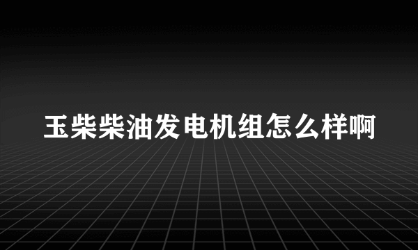 玉柴柴油发电机组怎么样啊