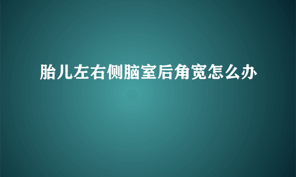 胎儿左右侧脑室后角宽怎么办