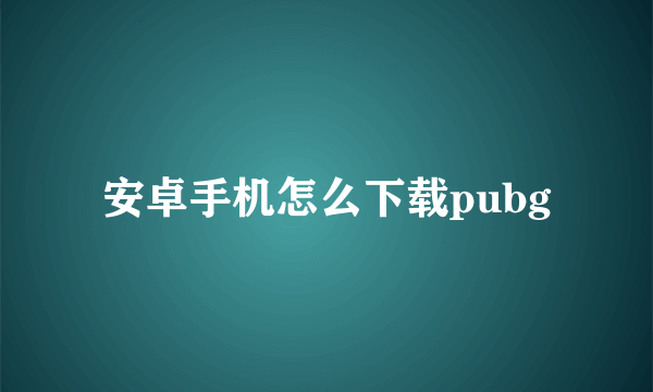 安卓手机怎么下载pubg