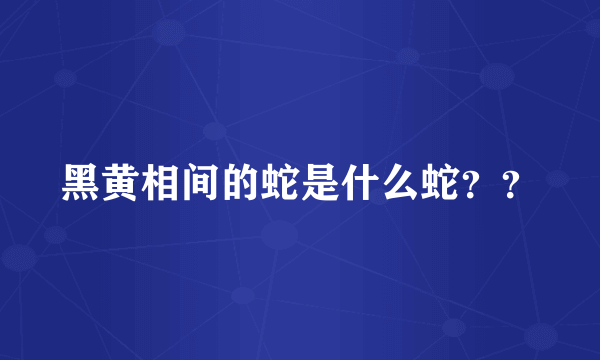 黑黄相间的蛇是什么蛇？？