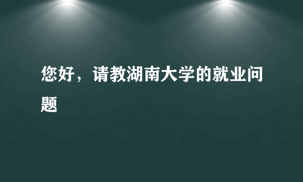 您好，请教湖南大学的就业问题