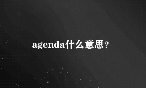 agenda什么意思？