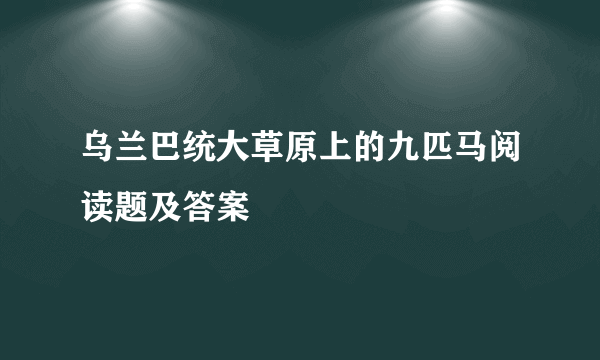 乌兰巴统大草原上的九匹马阅读题及答案