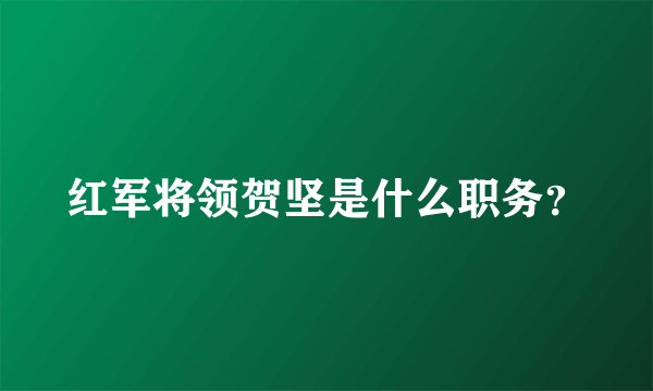 红军将领贺坚是什么职务？