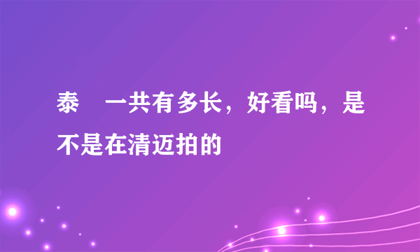 泰囧一共有多长，好看吗，是不是在清迈拍的