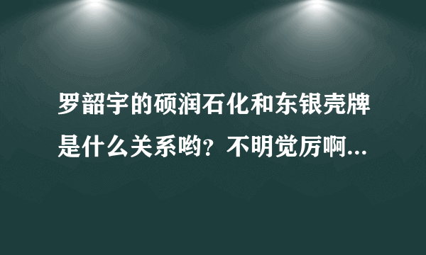 罗韶宇的硕润石化和东银壳牌是什么关系哟？不明觉厉啊，谁来给我解答一下？