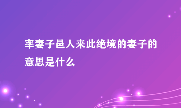 率妻子邑人来此绝境的妻子的意思是什么