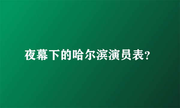 夜幕下的哈尔滨演员表？