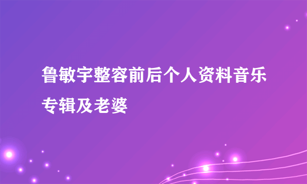 鲁敏宇整容前后个人资料音乐专辑及老婆