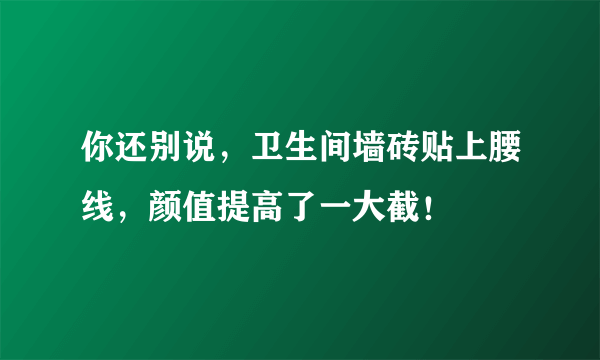 你还别说，卫生间墙砖贴上腰线，颜值提高了一大截！